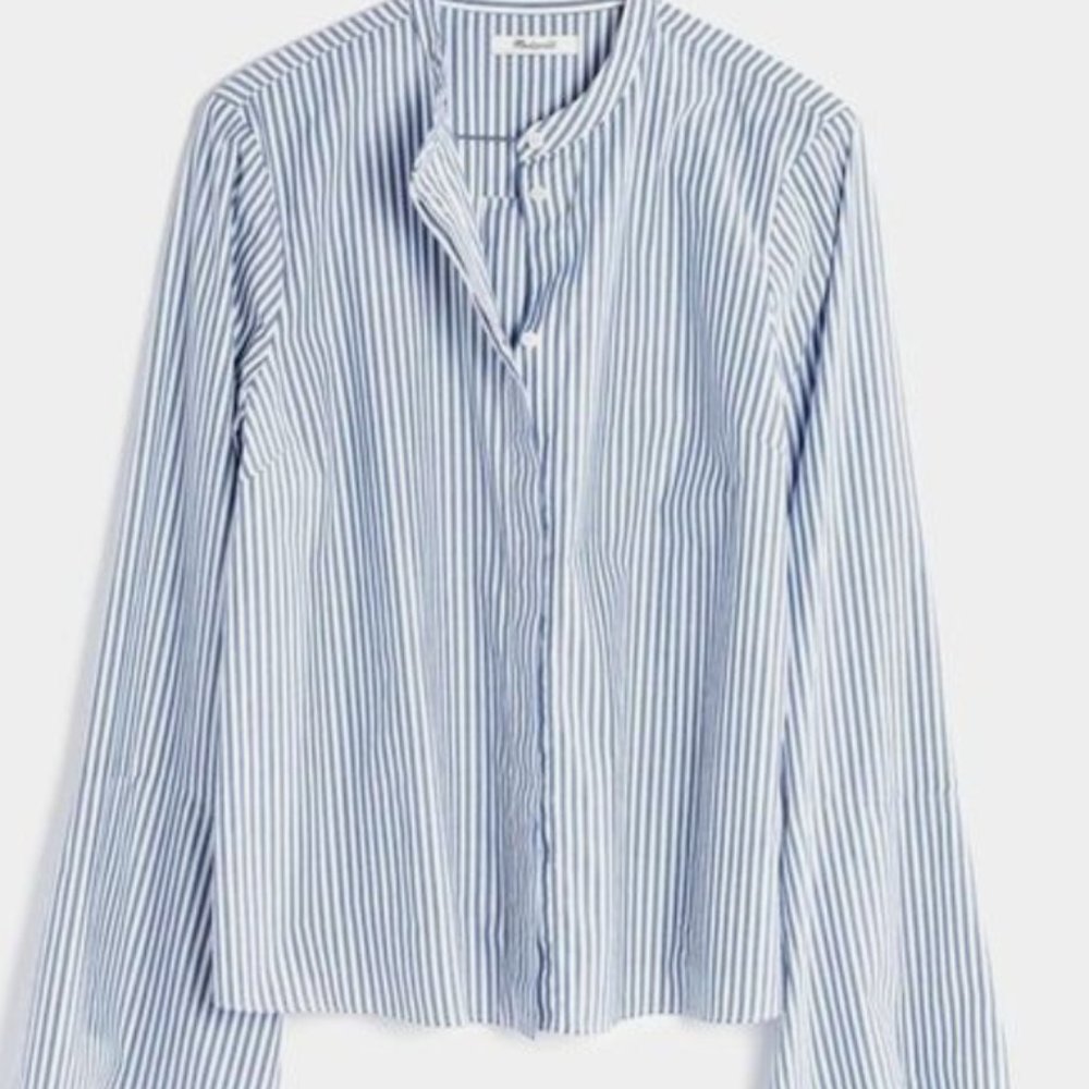 Madewell Pinstripe Flared Button Down Blouse Size S